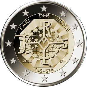 Germany 2 Euro Commemorative Coin 2023 - Charles the Great. Mint F- Stuttgart. Uncirculated.