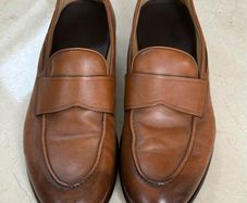 Ermenegildo ZEGNA Men's Brown Maccasino Corso Leather Loafers Calf Grain Soft