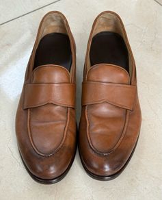 Ermenegildo ZEGNA Men's Brown Maccasino Corso Leather Loafers Calf Grain Soft