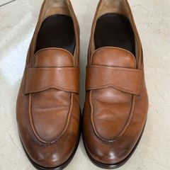 Ermenegildo ZEGNA Men's Brown Maccasino Corso Leather Loafers Calf Grain Soft
