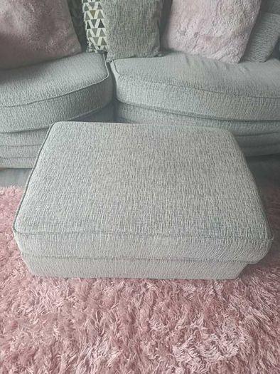 Grey Fabric Sofa & Matching Footstool