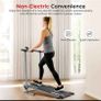 Manual Compact foldable treadmill with transportation wheels for easy portability.   Folded dimension: 20Lx23Wx50h in. Image 6