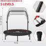 40''/48'' Foldable Fitness Trampoline - Max Load 400lbs / 450lbs, Rebounder with Adjustable Foam Handle Indoor/Outdoor Fitness Body Exercise Image 3