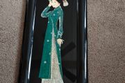 Stunning framed Vietnamese lacquered textured picture
