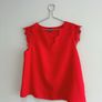Pre Owned Vibrant Red Scallop Neck Blouse Image 3