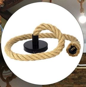 New Vintage E27 Jute rope lamp holder ceiling light 1 metre and 2 metre