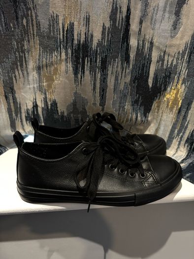 Black Primark Leather-Look Trainers / Sneakers - Size UK 6 / EUR 39 (Worn Once)