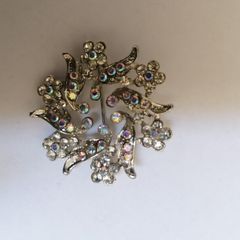 Broach Rainbow Gems Silver Tone