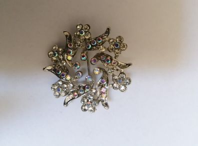 Broach Rainbow Gems Silver Tone