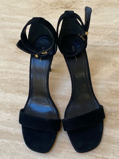 Celine Paris Black Suede High Heel Sandals Size Eu41