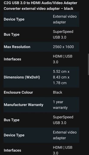 USB 3.0 to HDMI Video adapter