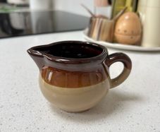 Vintage Handmade Rustic Pottery Pitcher Farmhouse Jug Brown Decorative Creamer Pot
