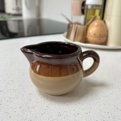 Vintage Handmade Rustic Pottery Pitcher Farmhouse Jug Brown Decorative Creamer Pot