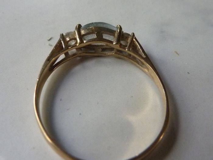 Vintage 9ct Gold Topaz and CZ Trilogy Ring by Charles Lyster and Son, Size P, 1.54g