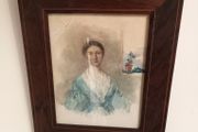 19th century watercolour of a young woman. Rosewood Frame