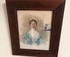 19th century watercolour of a young woman. Rosewood Frame