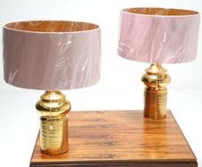 Pair of gold glazed ceramic lamps by Bitossi for Bergboms, Sweden, 1960s.