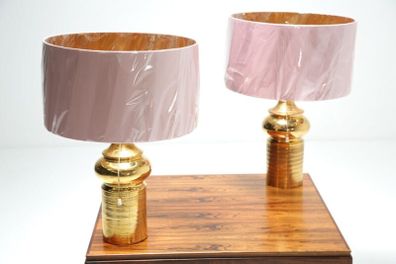 Pair of gold glazed ceramic lamps by Bitossi for Bergboms, Sweden, 1960s.