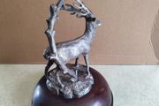 This magnificent stag ornament perfectly captures the proud stance of the  and will make an eye-catching focal point in any room SET ON DARK WOOD DOME.