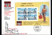 1981 Republic of Nauru Fishing Vessel Commemorative Stamp Pane Celebrating Vienna International Postage Stamp Exhibition 22-31 May 1981 Cover