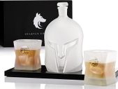 Spartan Edition Decanter Set from Wolf Whiskey - 4-in-1 Whiskey Decanter and Glass Set with Wooden Board | Frosted Decanter and Whisky Glasses, Gifts for Men, Home Bar Accessories | 1400ml