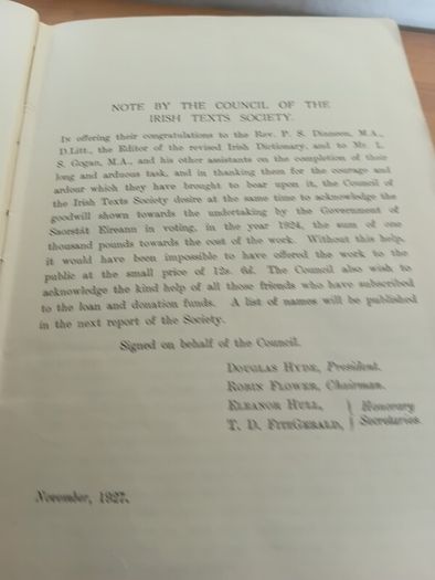 1927 Focloir Gaedilge Agus Bearla: An Irish-English Dictionary.