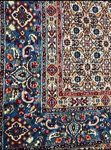 Beautiful Persian Moud Square Rug and Matching Runner Rug Carpet