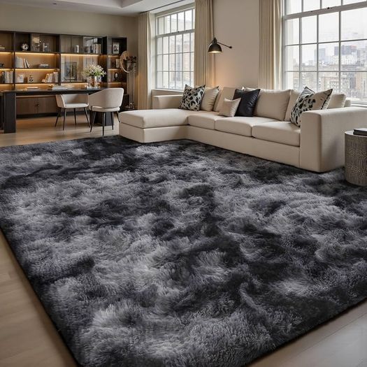 Lemon Rugs Living Room 160x230cm, Grey Area Rugs for Bedroom, Washable Anti Slip Extra Large Shaggy Soft Rug Fluffy Modern Floor Carpets Mat Beside Carpet for Kids Living Room