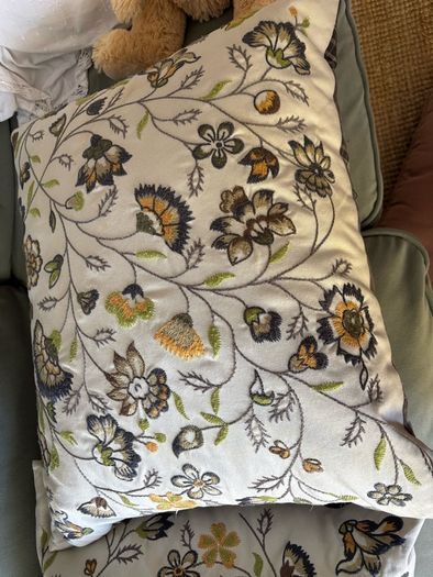 Vintage  ikea discontinued ALVINE LOV Pair of Embroidered large feather cushions. Hardly used.
