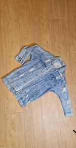 Distressed Long Denim Jacket - 10