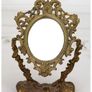 Italian Small Ornate Brass Oval Tabletop Mirror Image 3