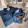 Velvet Pillow Back Large Sofa With Matching Footstool Image 2
