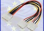 New 20cm 4 PIN IDE Molex Power Supply Y 2 Way Cable Splitter Extension Lead #166
