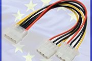 New 20cm 4 PIN IDE Molex Power Supply Y 2 Way Cable Splitter Extension Lead #166