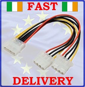 New 20cm 4 PIN IDE Molex Power Supply Y 2 Way Cable Splitter Extension Lead #166