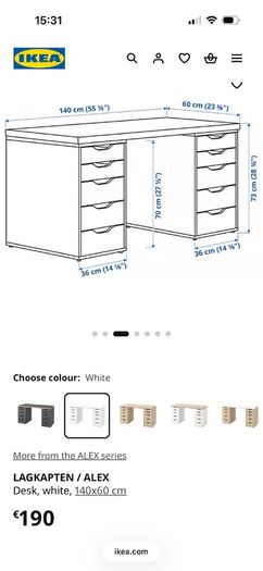 White desk with Alex drawers