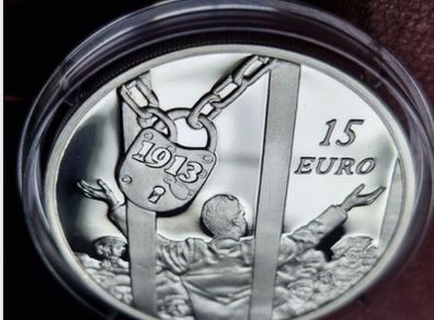 Ireland 2013 Silver Proof The Lockout 15 Euro Coin Centenary of 1913 Dublin Lockout