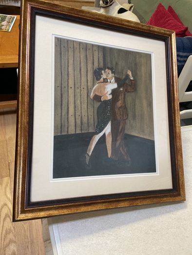 Tango Dancers, original pastel and oil painting by Argentinian artist