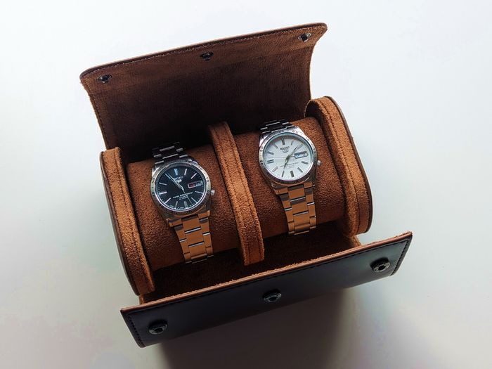 2 Slot Leather Watch Storage Case