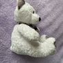 Adorable White Teddy Bear with Cream and Blue Plaid Bow Image 3