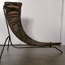 Large Viking Drinking horn with metal stand and leather belt holder Image 2
