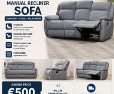Good condition 3 seater manual recliner for sale