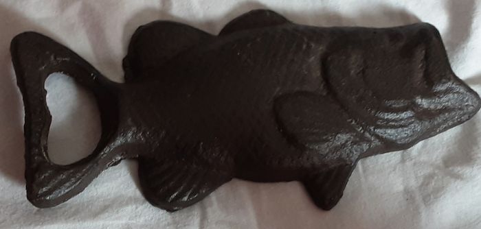 Cast metal fish bottle opener