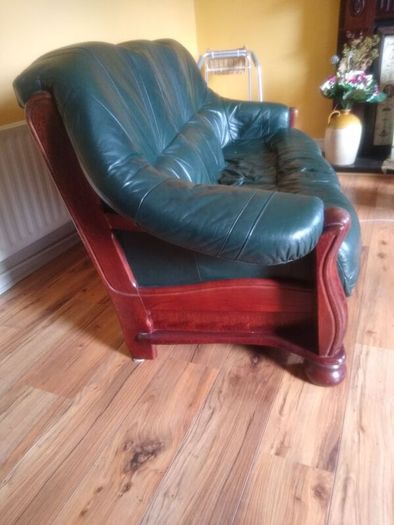 Dark Green Italian Leather Suite