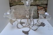 4 branch Silver and glass flower holder