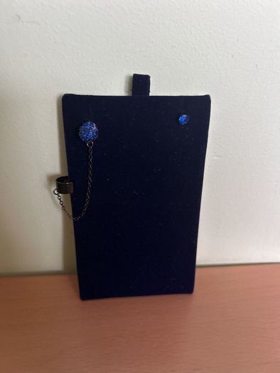Sparkling blue post/cuff earrings
