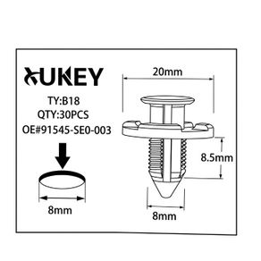 XUKEY B18 Push-Type Bumper & Trim Retainer Clips 30 Pcs - 25411