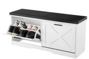 Entryway Shoe Storage Bench, 1000 x 305 x 475 mm Shoe Organizer with Flip Drawers, 440lbs Narrow Shoes Rack Bench with Cushion &amp; Flip Doors,
