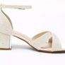 Bridal White Satin Pearl Heeled Sandals Size 5 Image 5
