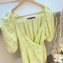 Zara Lime Green Openwork Embroidered Eyelet Wrap Mini Dress Puff Sleeve Image 3